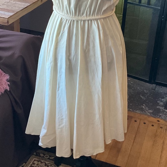 Vintage 70’s Cream and Brown Cotton Sundress - size Medium - Picture 2 of 4